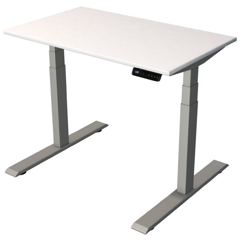 Kerkmann bureau assis-debout Smart Office, réglage électrique, blanc/argent, 140×70 cm