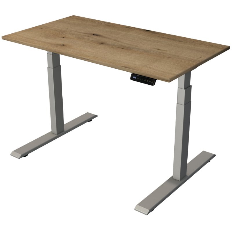Kerkmann bureau assis-debout Smart Office, réglage électrique, blanc/argent, 140×70 cm