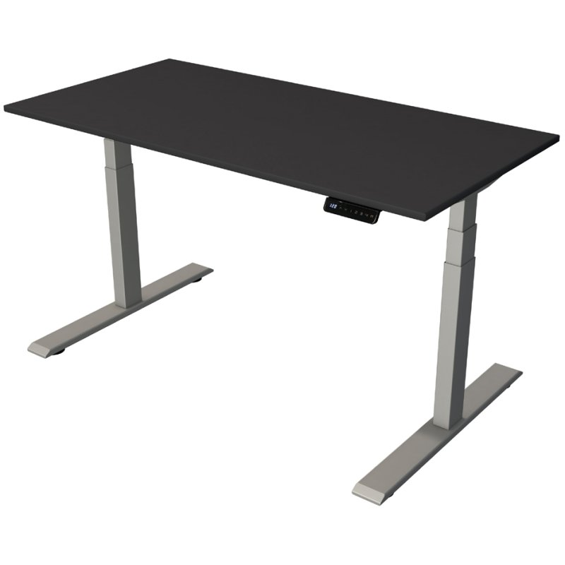 Kerkmann bureau assis-debout Smart Office, réglage électrique, blanc/argent, 140×70 cm