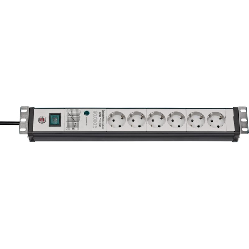 brennenstuhl 19" stekkerdoos Premium-Line, 6-voudig, zwart/grijs, 3 m kabel