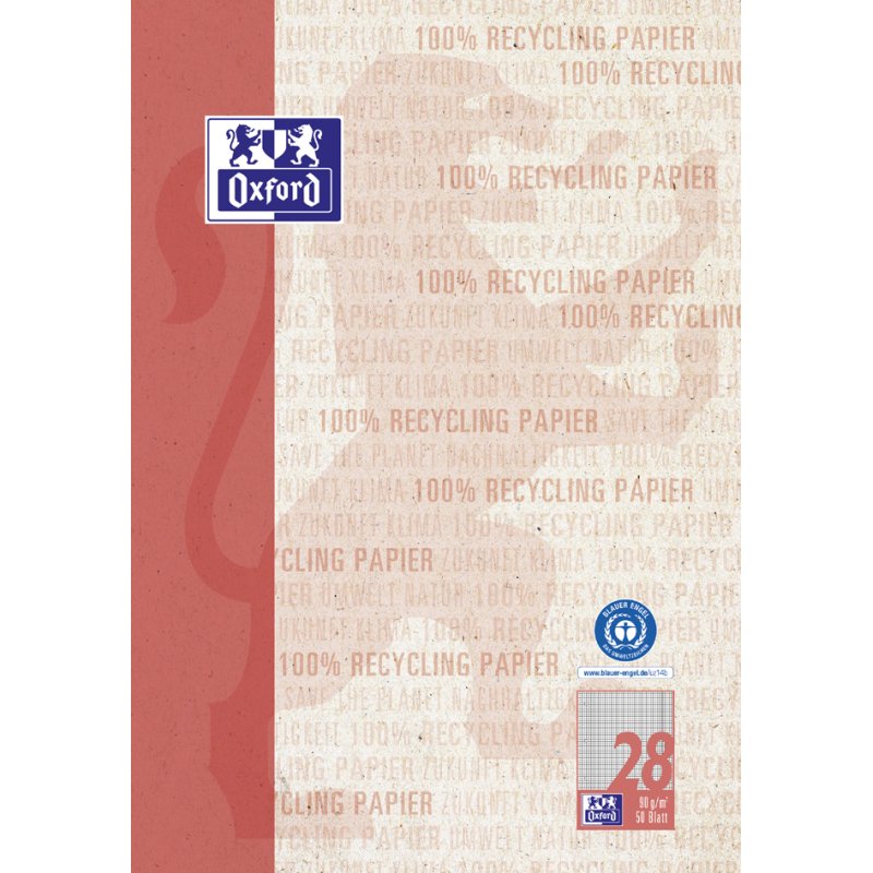 Oxford exercise book recycled A4, ruled paper 27 with ruler, blue, 50 sheets