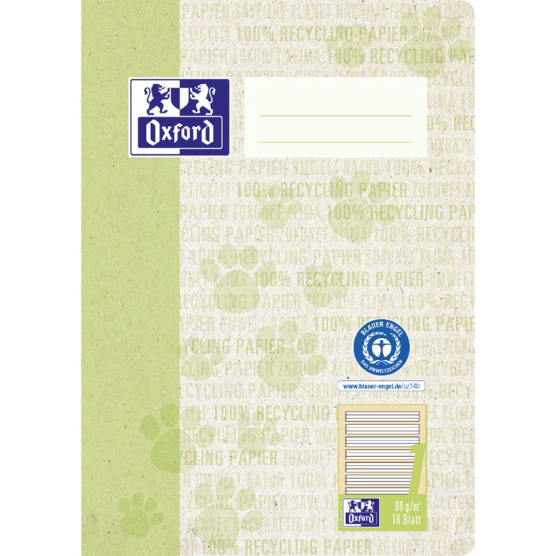 Oxford school notebook recycling, A5, red, 16 sheets