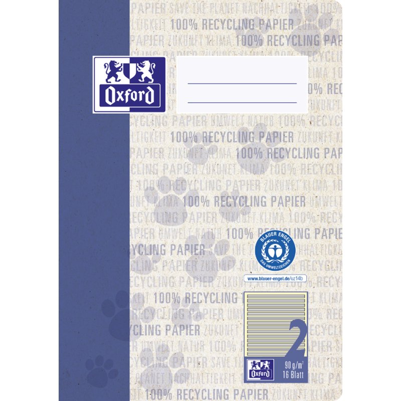 Oxford school notebook recycling, A5, red, 16 sheets