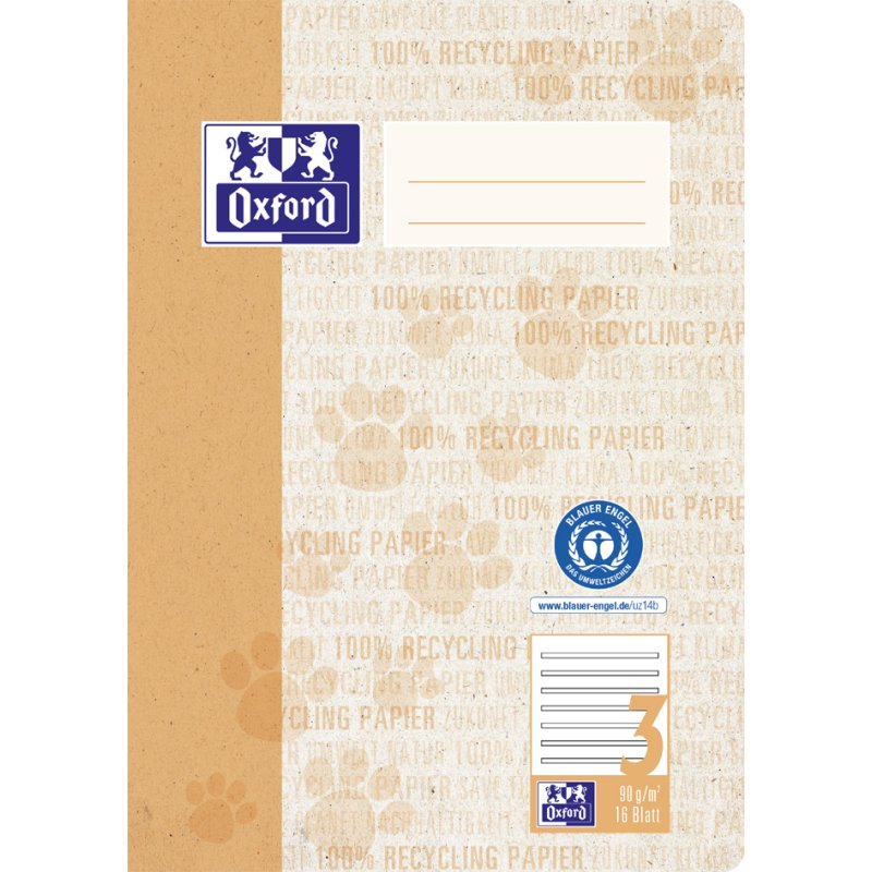 Oxford school notebook recycling, A5, red, 16 sheets
