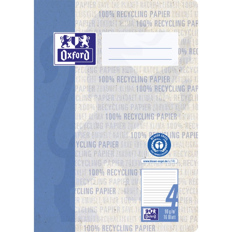 Oxford school notebook recycling, A5, red, 16 sheets