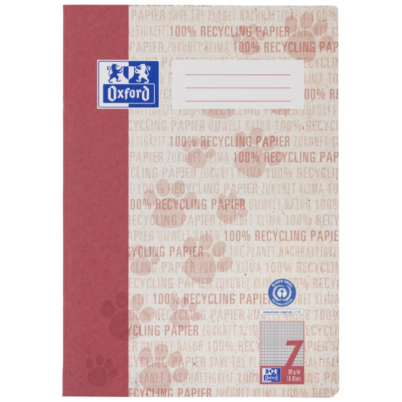 Oxford checked notebook A4, burgundy, 16 pages