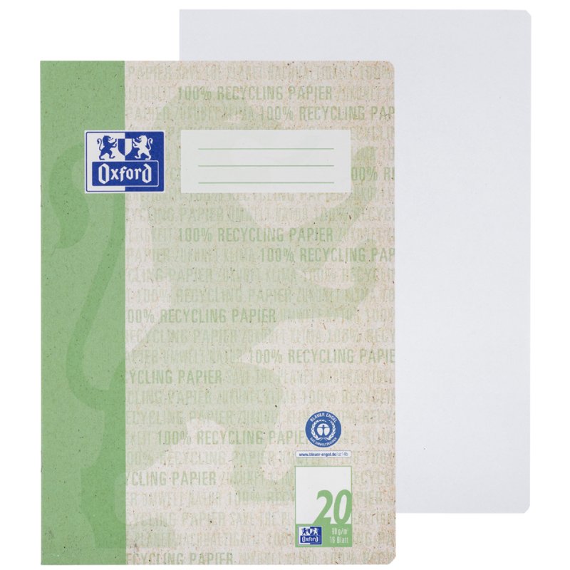 Oxford notebook A4, blank, green, 16 sheets