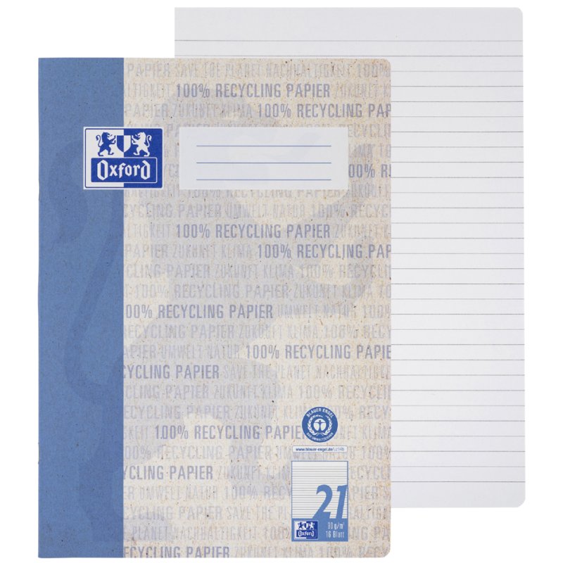 Oxford notebook A4, blank, green, 16 sheets