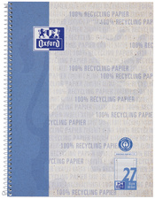 Oxford collegblock gerecycleerd papier A4+, blauw, 80 vel, gelinieerd