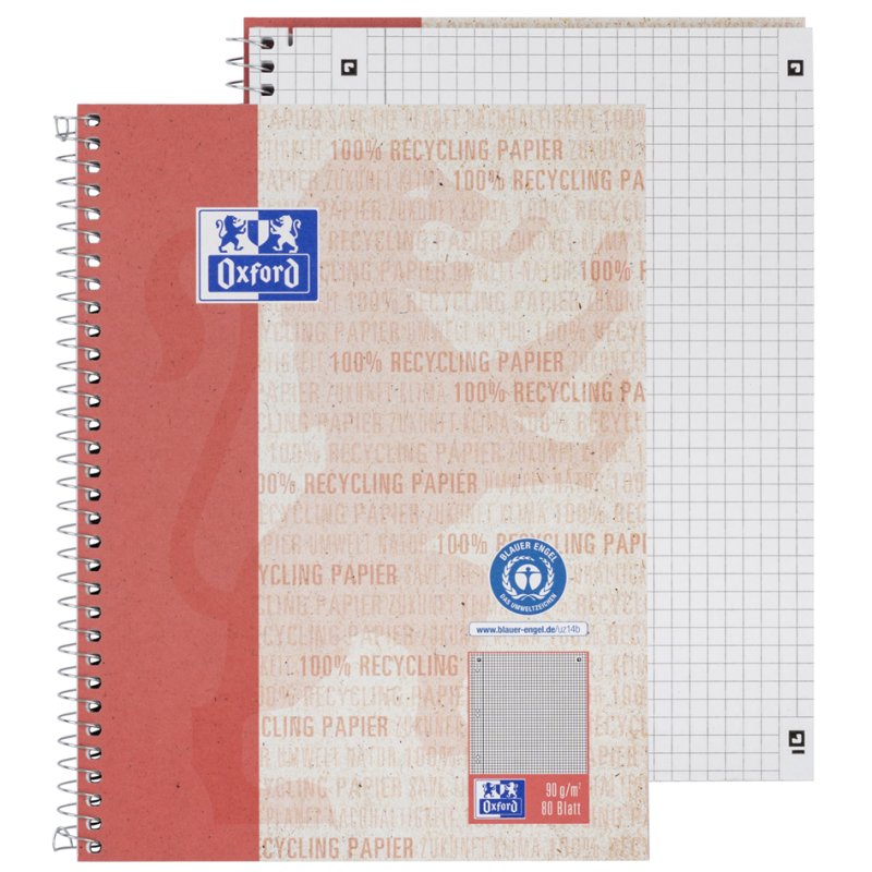 Oxford Collegeblock Recycling A5+, blue