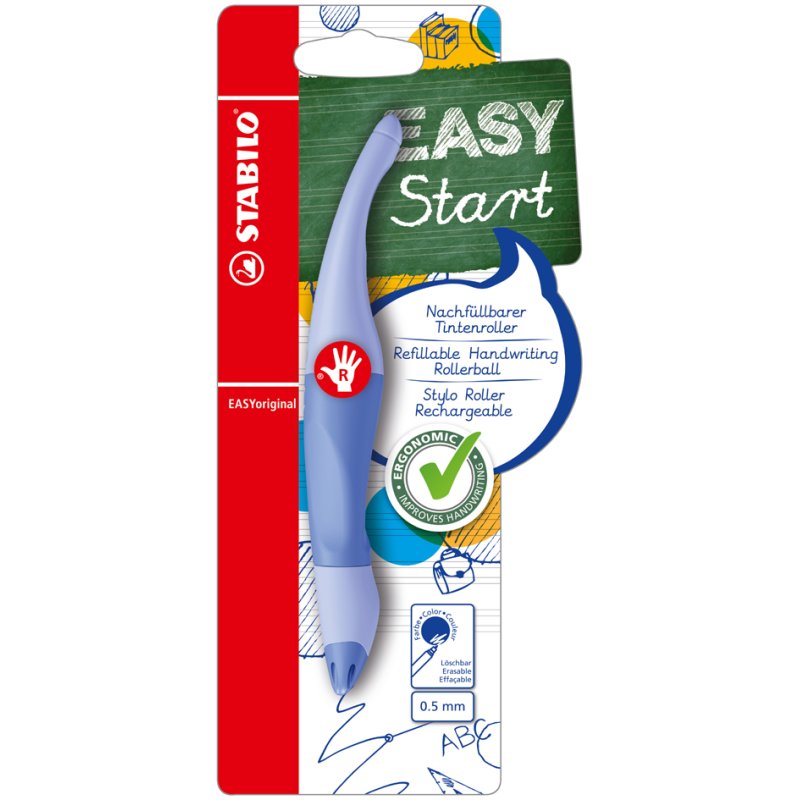 STABILO stylo roller EASYoriginal, droitiers, bleu nuage, 0,5 mm