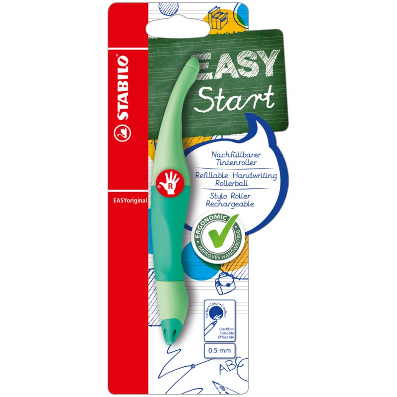 STABILO stylo roller EASYoriginal, droitiers, bleu nuage, 0,5 mm