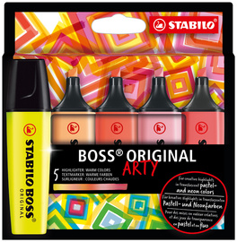 STABILO markeerstiften Boss Original, navulbaar, warme kleuren, 5 stuks