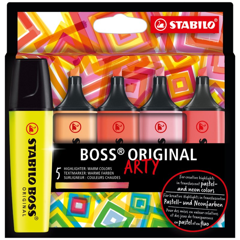 STABILO surligneurs BOSS ORIGINAL, rechargeables, teintes chaudes, 10 pièces