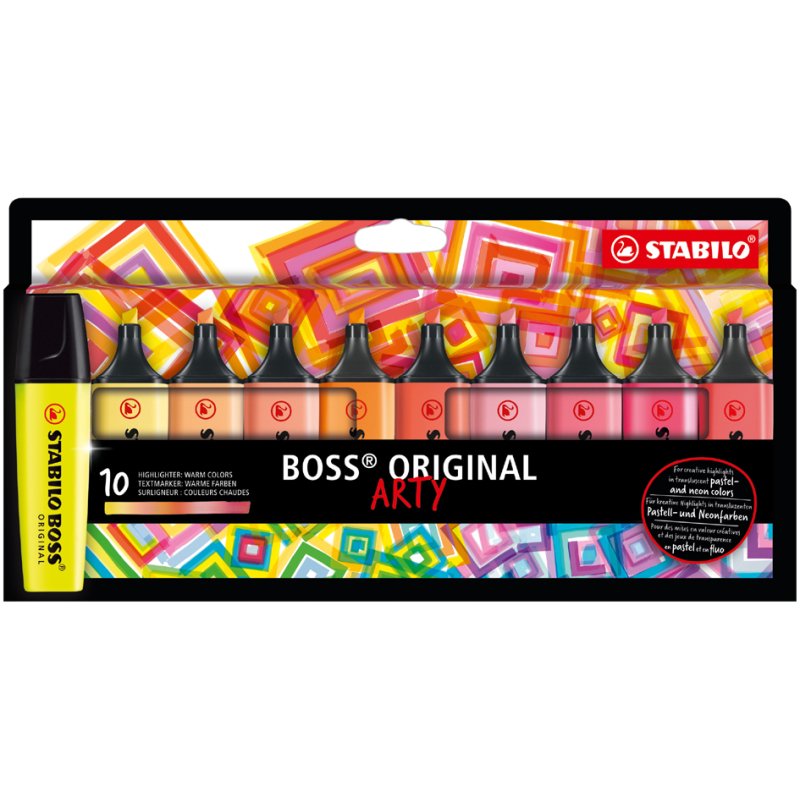 STABILO surligneurs BOSS ORIGINAL, rechargeables, teintes chaudes, 10 pièces