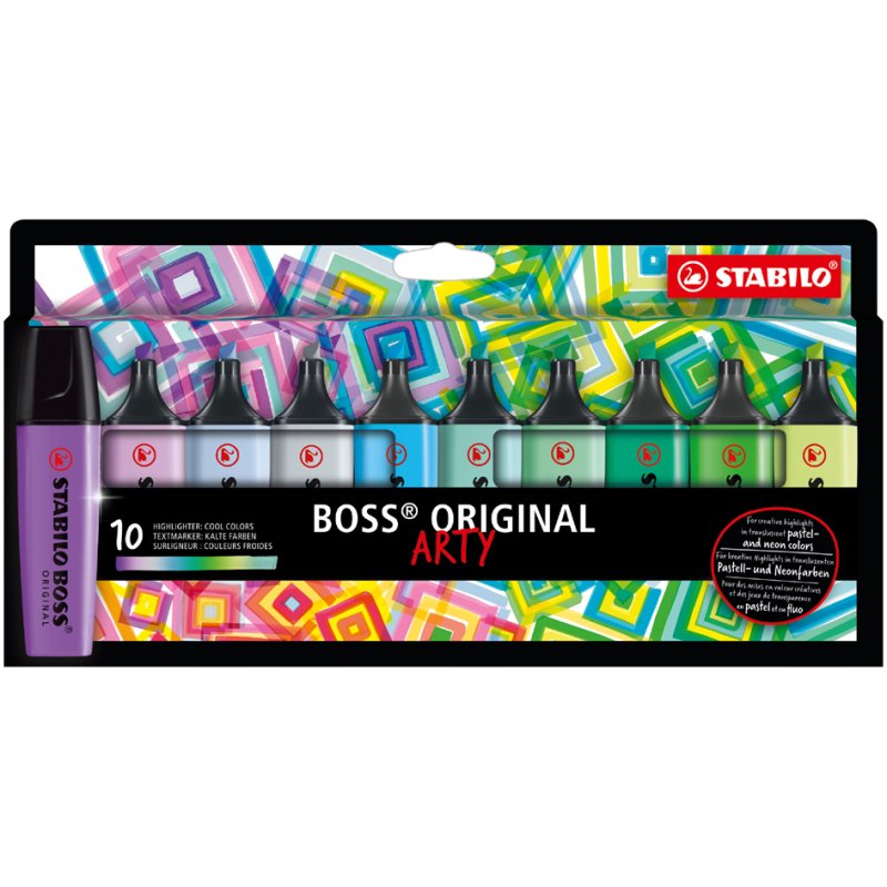 STABILO surligneurs BOSS ORIGINAL, rechargeables, teintes chaudes, 10 pièces