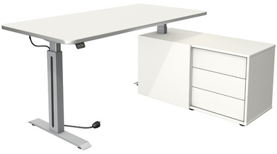 kerkmann werkplek Move 1 Style, zit-sta bureau elektrisch, wit, 160×80 cm