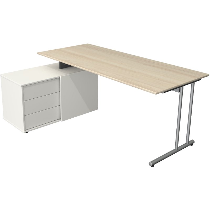 Kerkmann espace de travail complet Start Up, anthracite, bureau 180×80 cm + meuble bas