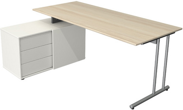 kerkmann complete werkplek Start Up, wit, bureau 180×80 cm, sideboard met laden