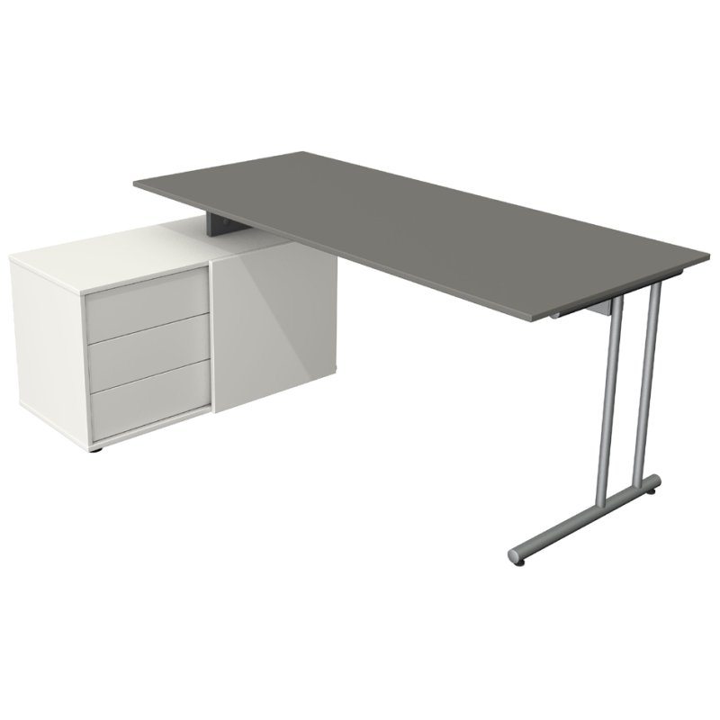 Kerkmann espace de travail complet Start Up, anthracite, bureau 180×80 cm + meuble bas