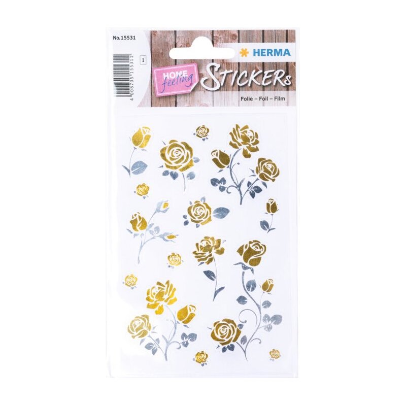 HERMA stickers Ambiance Intérieure 'Edelrozen', feuille d'or et d'argent, 120×84 mm, 1 feuille