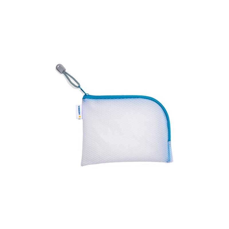 HERMA trousse à fermeture éclair mesh A7, transparent, fermeture noire, 140×100 mm