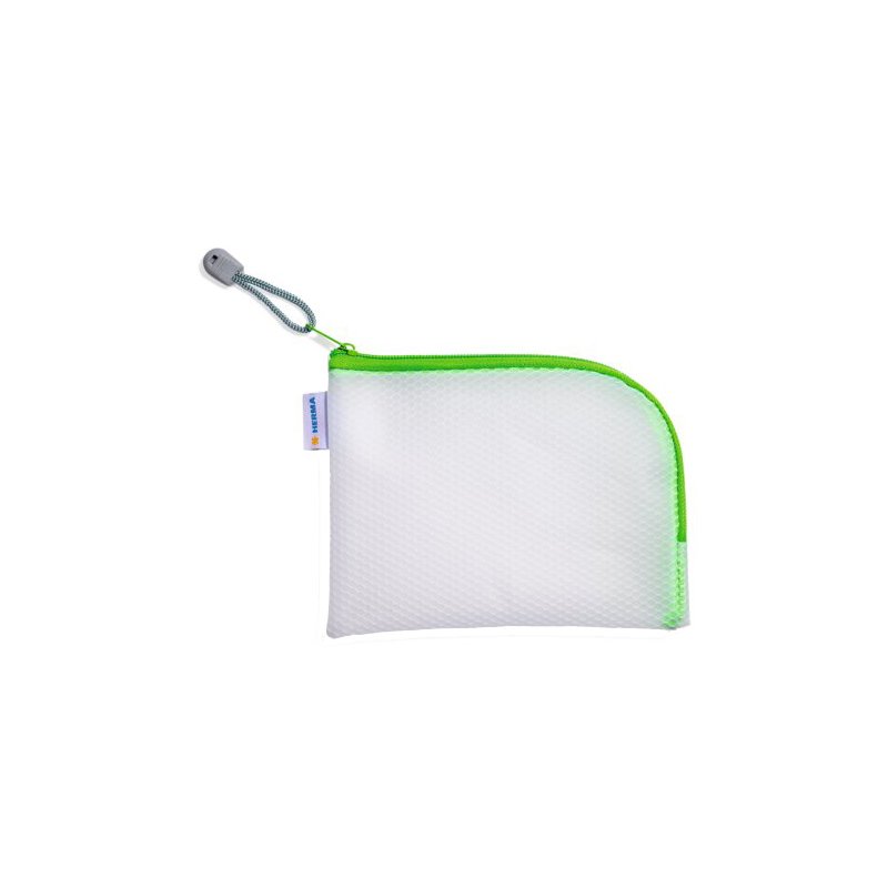 HERMA trousse à fermeture éclair mesh A7, transparent, fermeture noire, 140×100 mm