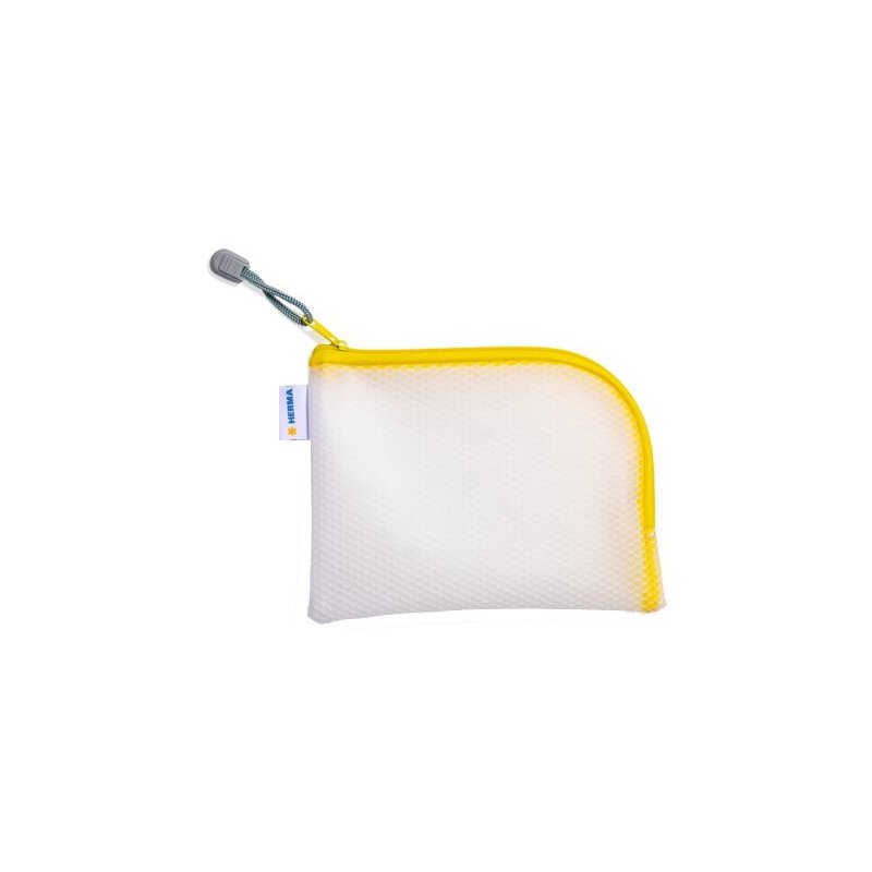 HERMA trousse à fermeture éclair mesh A7, transparent, fermeture noire, 140×100 mm