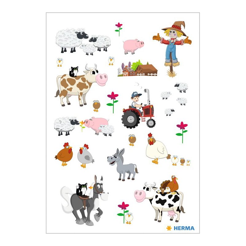 HERMA stickers animaux de ferme photo, autocollants, 3 feuilles de 13 pièces