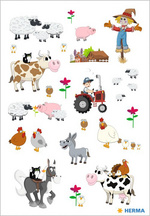 HERMA boerderijdieren stickers, zelfklevend, papier, 3 vel à 12 stuks