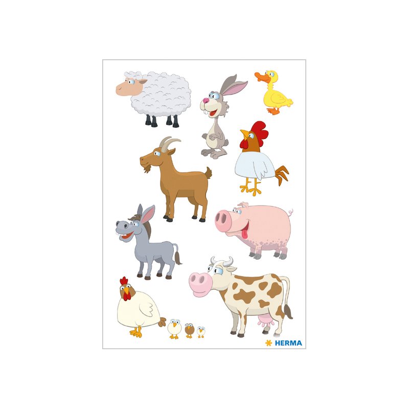 HERMA stickers animaux de ferme photo, autocollants, 3 feuilles de 13 pièces