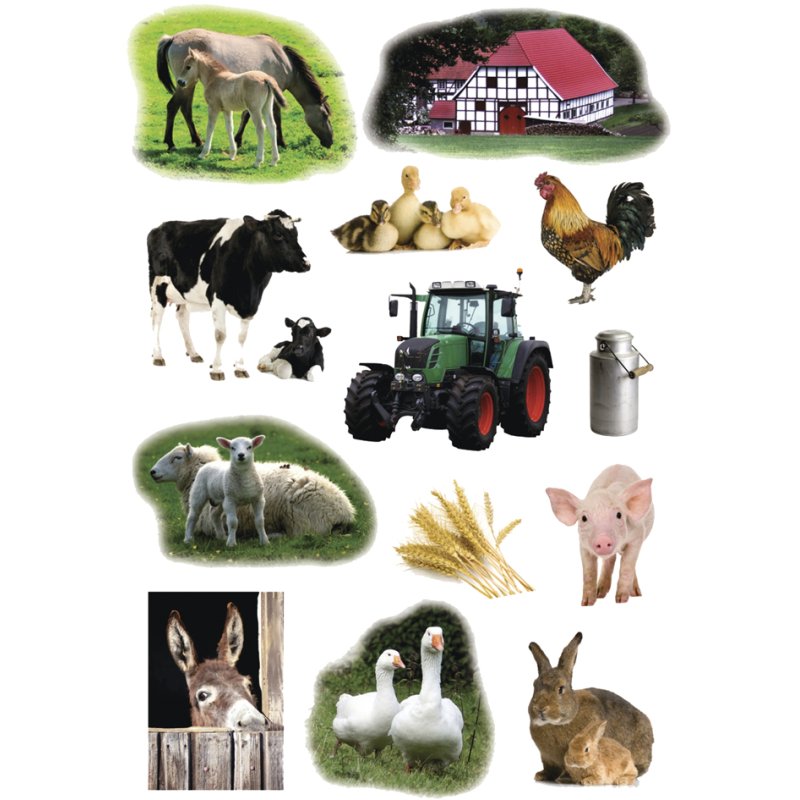 HERMA stickers animaux de ferme photo, autocollants, 3 feuilles de 13 pièces