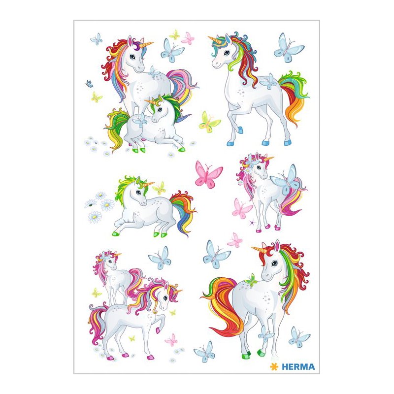 HERMA stickers licorne pour meilleures amies, autocollants, 84×120 mm, 3 feuilles de 17 pièces