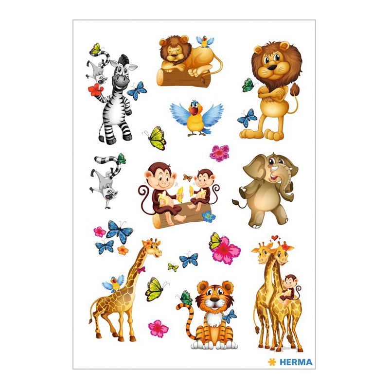 HERMA feuilles de stickers Jungle Décoration, 84×120 mm, 3 feuilles à 17 stickers