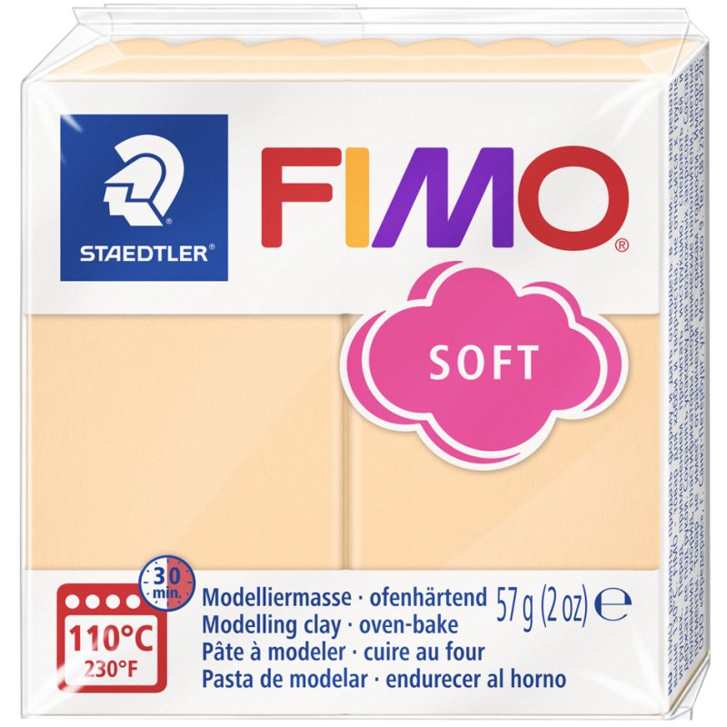 FIMO SOFT pâte à modeler, durcissante au four, pêche pastel, 55×15×55 mm