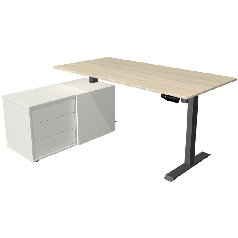 kerkmann plan de travail Move 1, bureau assis-debout électrique, érable, châssis anthracite