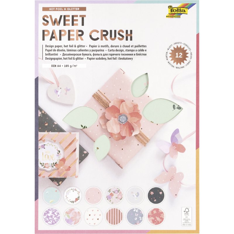 folia ontwerppapiersblok Sweet Paper Crush, A4, 165 g/m², 12 vel