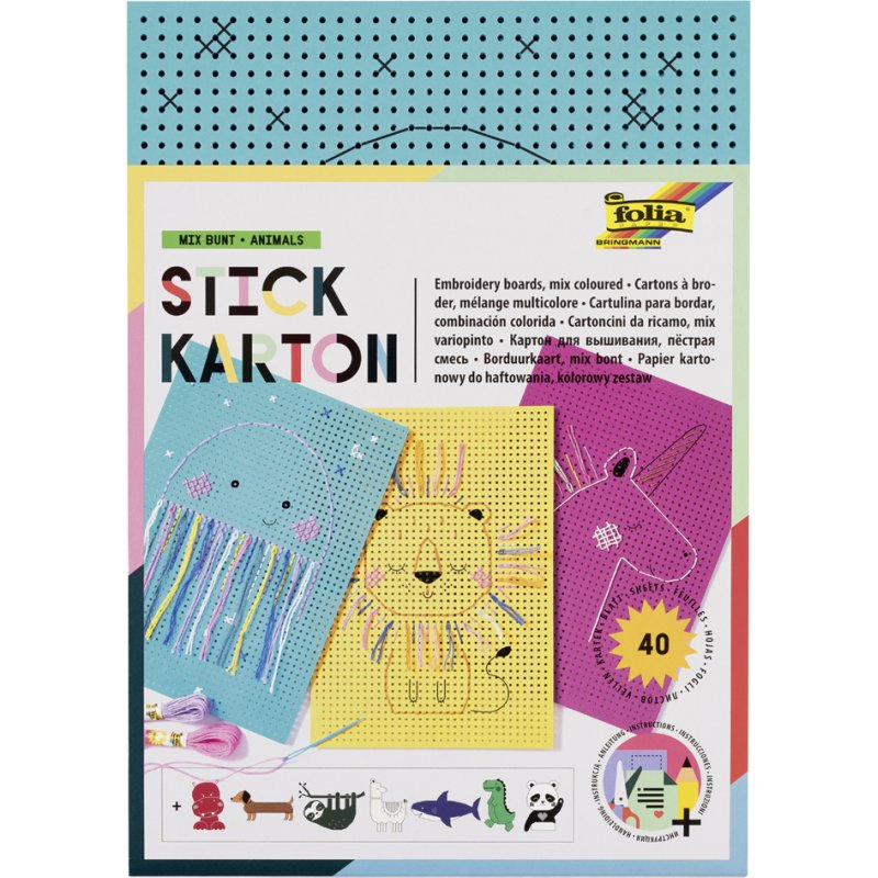 folia stickerkarton Animals, 175 × 245 mm, wit bedrukt, 40 vel
