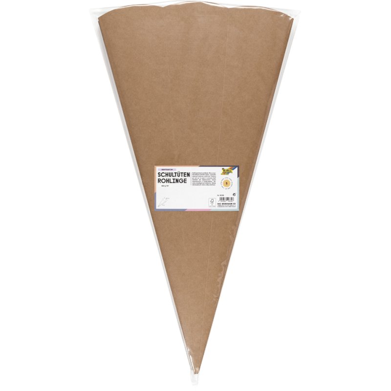 folia handwerkpakket kartonnen puntmuts, zeshoekig, naturelbruin, 5 stuks