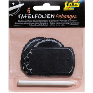 folia tafelfolie labels met krijtstift, PVC-tafelfolie 500 my, zwart, 6 stuks