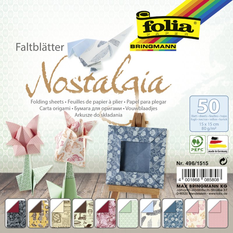 folia vouwpapiertjes Nostalgia, 150×150 mm, 50 stuks