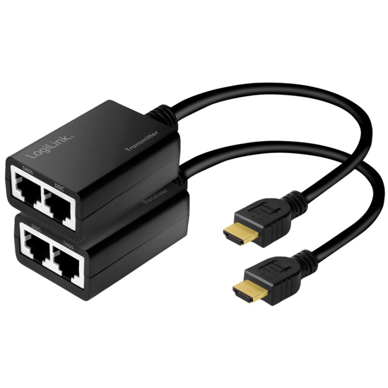 LogiLink HDMI extender set via network cable, 30 metres, black