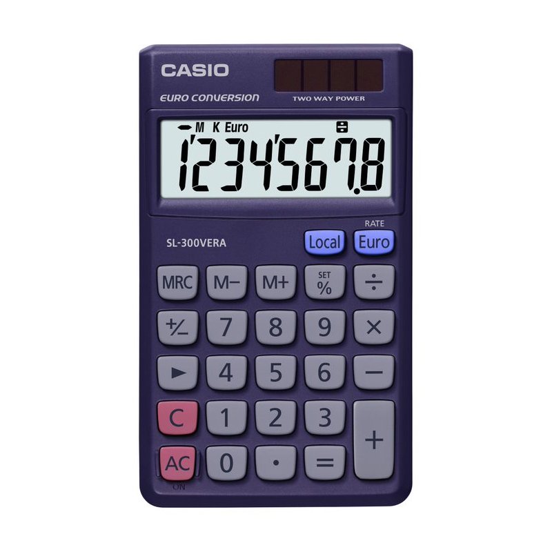 CASIO zakrekenmachine SL-300VE, 8-cijferig, extra groot display, solar/batterij
