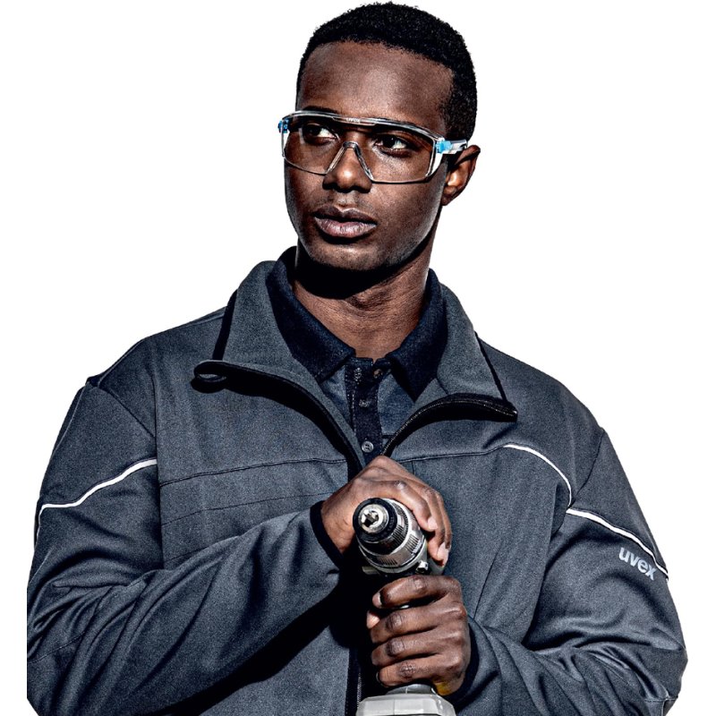 uvex i-lite lunettes de sécurité, verres clairs, anthracite/bleu, supravision excellence