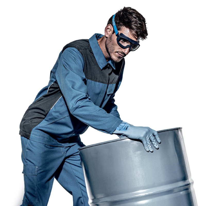 uvex i-guard+ safety goggles, clear glass lenses, anthracite/blue