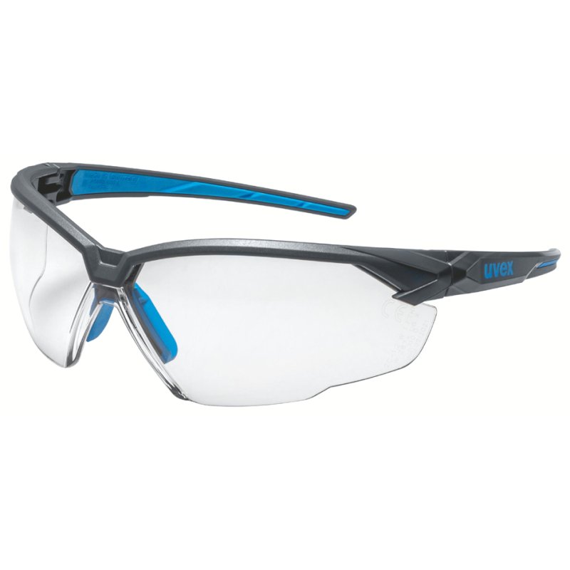 uvex suXXeed safety glasses, clear lenses, anthracite/blue, supravision excellence