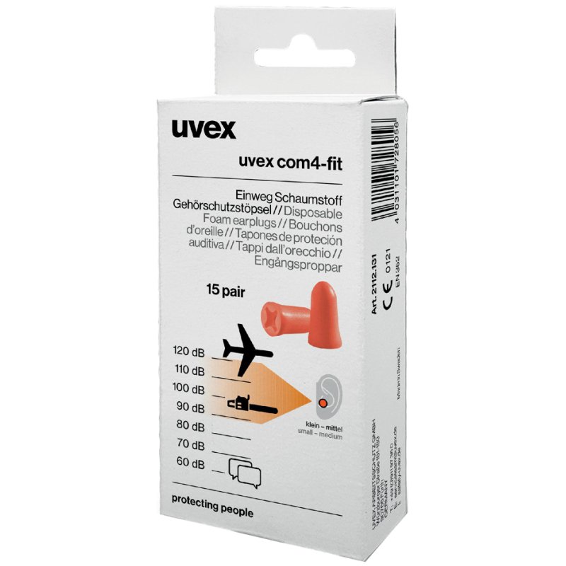 uvex bouchons auriculaires jetables com4-fit, orange, taille S, 300 paires