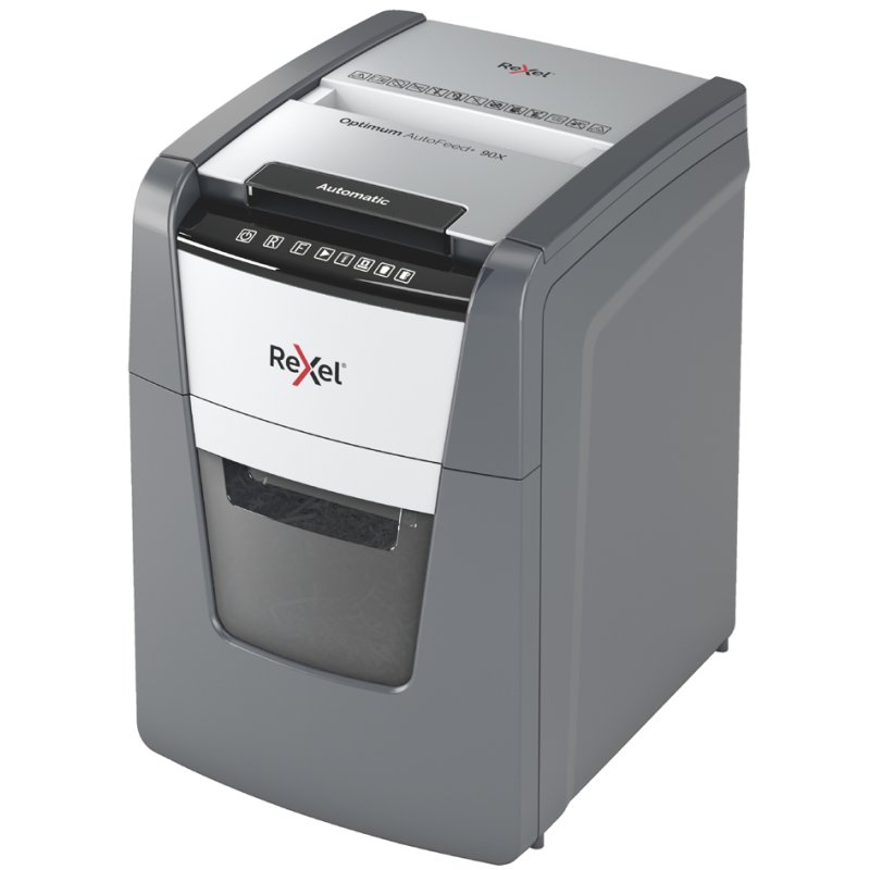 Rexel destructeur de papier Optimum AutoFeed+ 90X, noir/argent, 4×28 mm, 90 feuilles, P-4