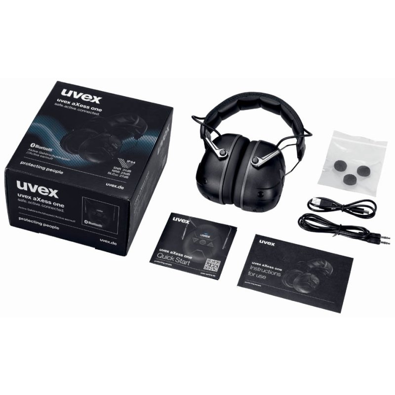 uvex protection auditive aXess one, Bluetooth, noir, SNR 31 dB