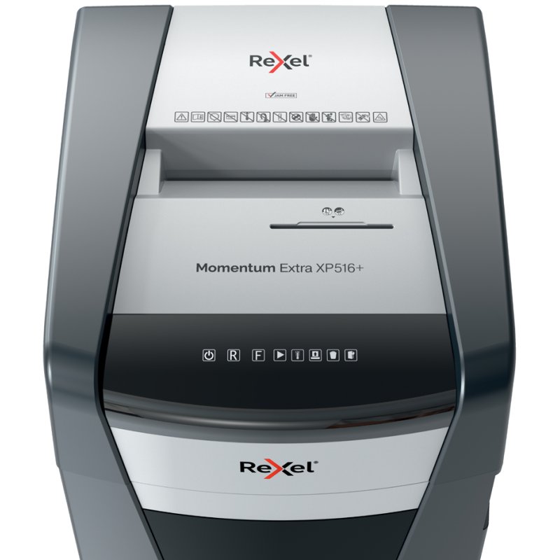 Rexel Momentum Extra XP516+ shredder, black/silver, P-5, 16 sheets, 85 litres